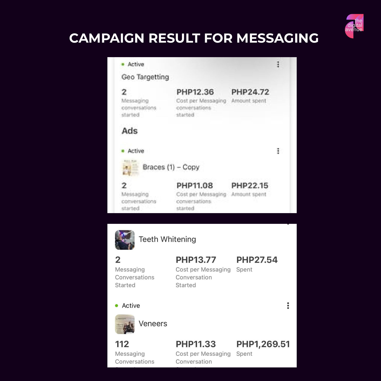 Campaign results for messaging
