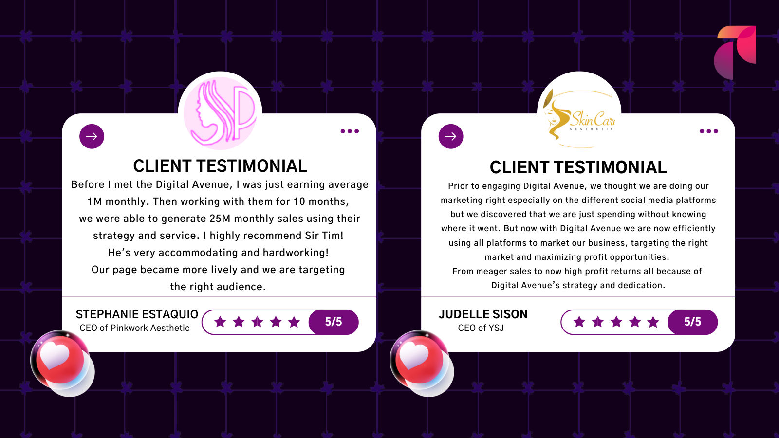 Client testimonials